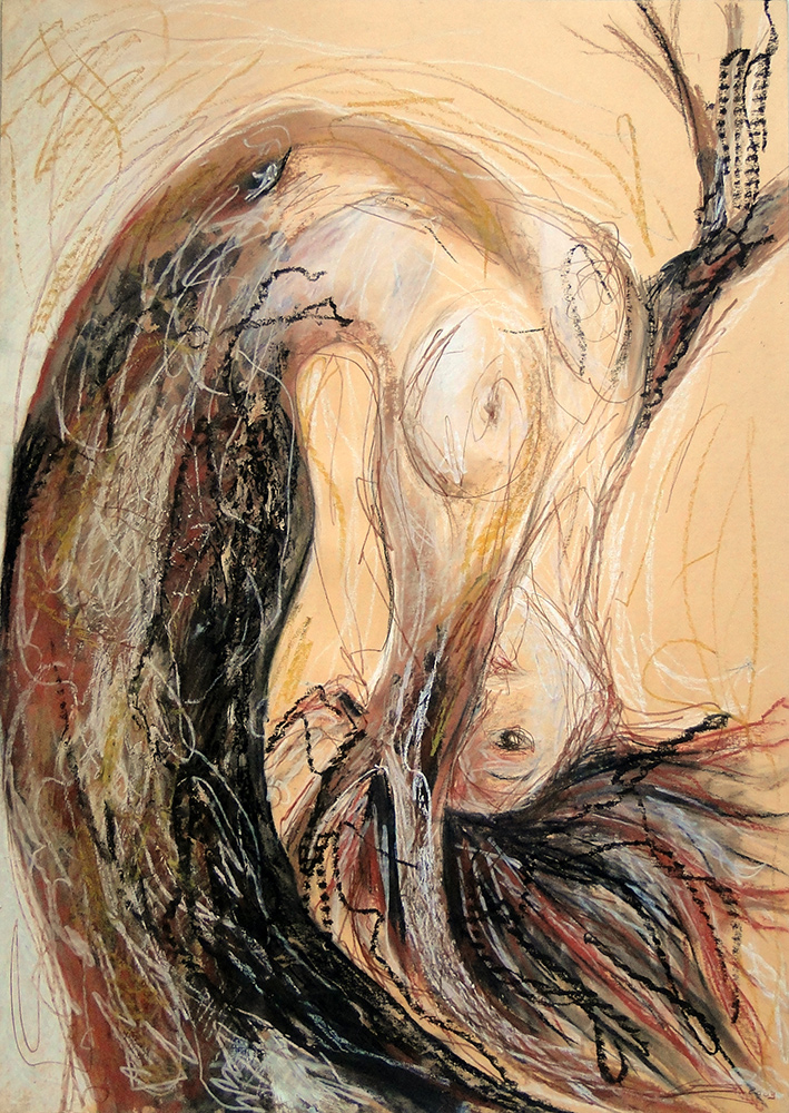 dessin de nu, femme-arbre