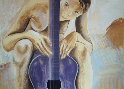 pastel nu f&eacute;minin guitare 1