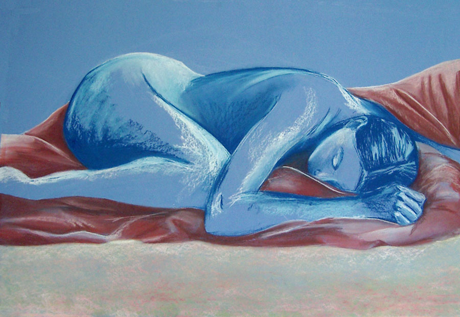 nu de femme bleu