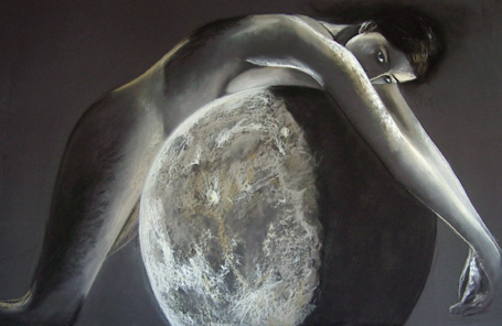 pastel de nu f&eacute;minin lune