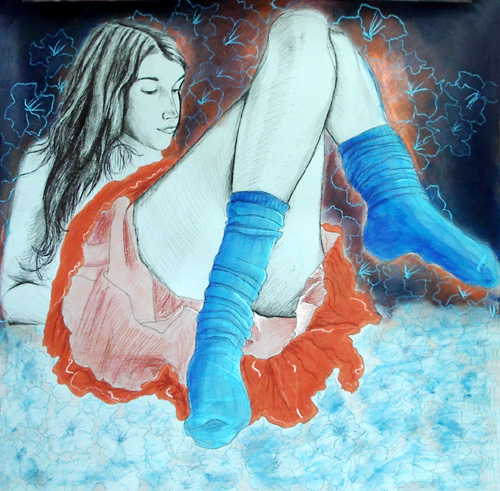 dessin femme - P&eacute;tunias