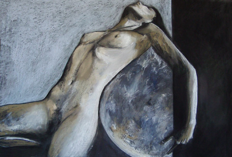 techniques mixtes lune
